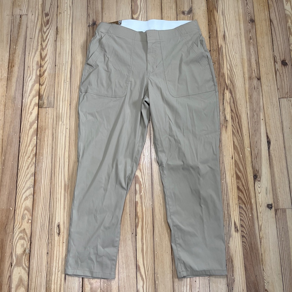 Eddie Bauer Women 12 Slim Ankle Pant Khaki Tan Stretch Hiking Travel New neutral